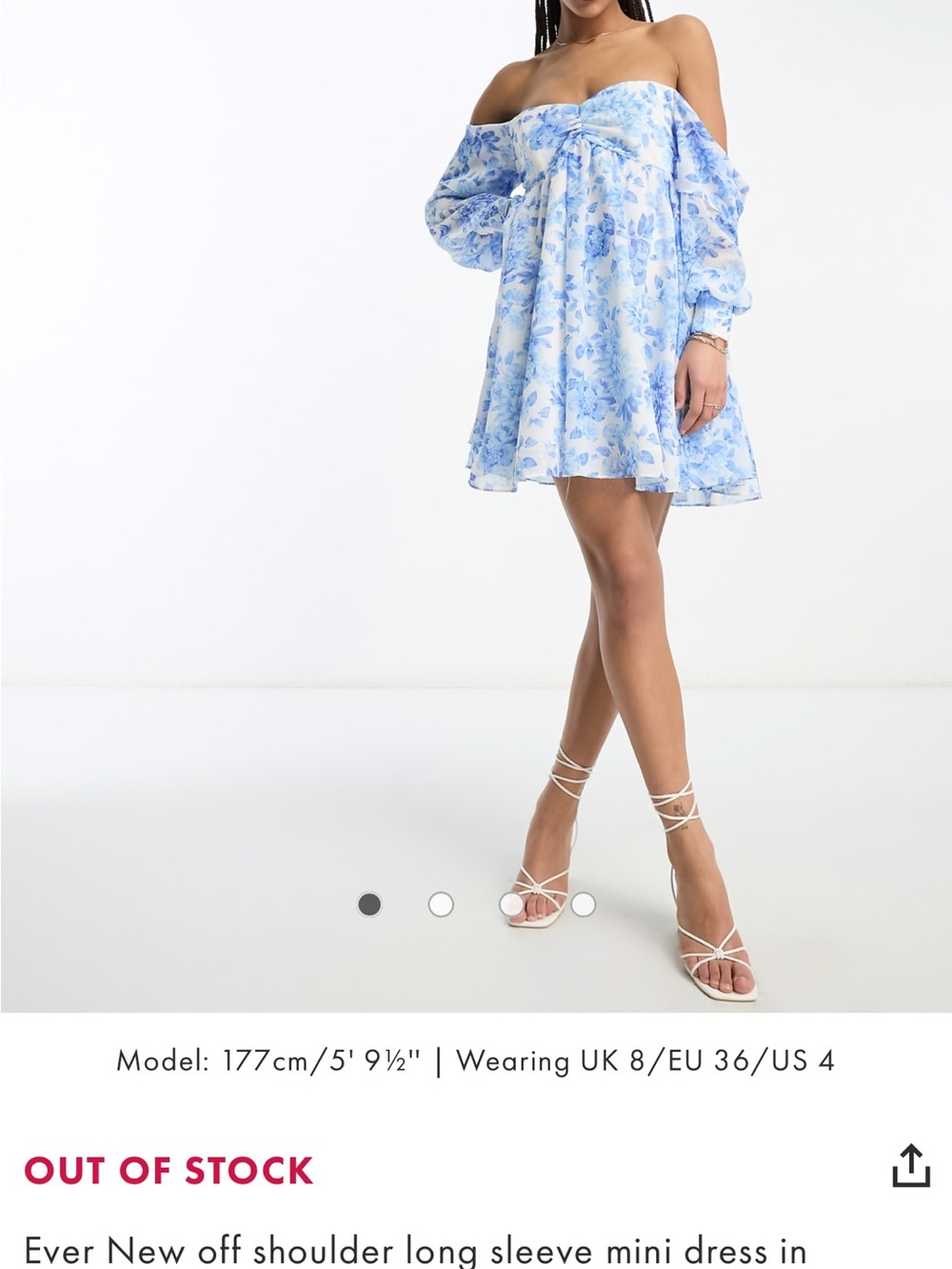 Ever New Blue Floral Babydoll Dress